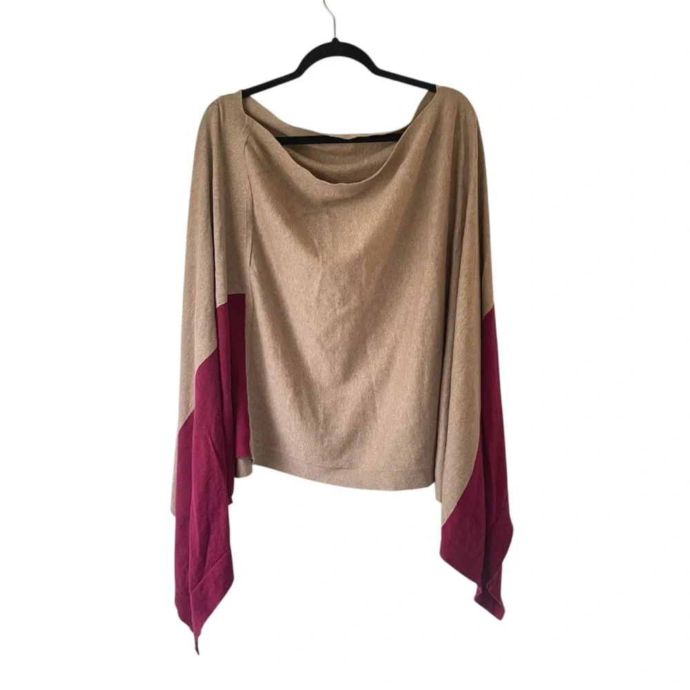 Moda international cotton & cashmere off the shoulder poncho sweater size M/L - Picture 1 of 9